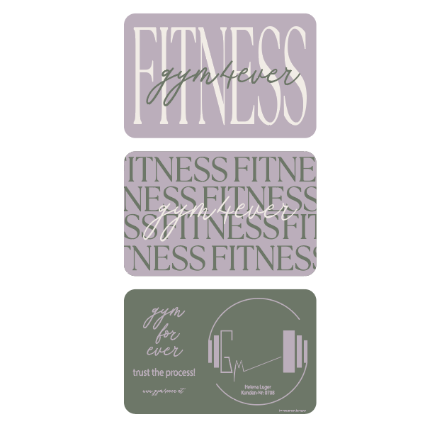 Gym member card, violet & green design
