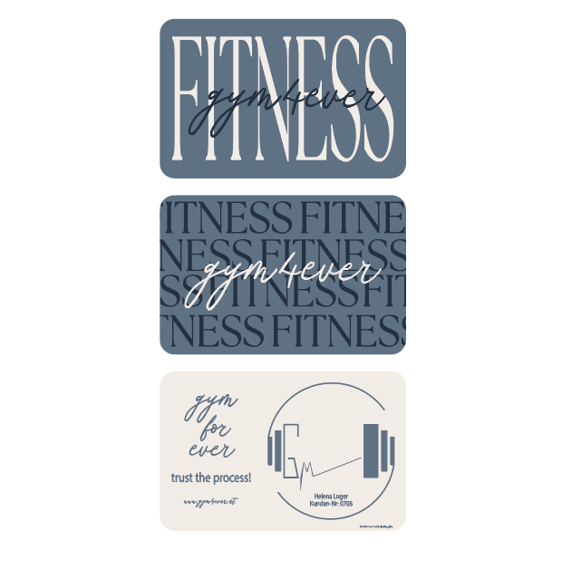 Gym member card, blue & white design